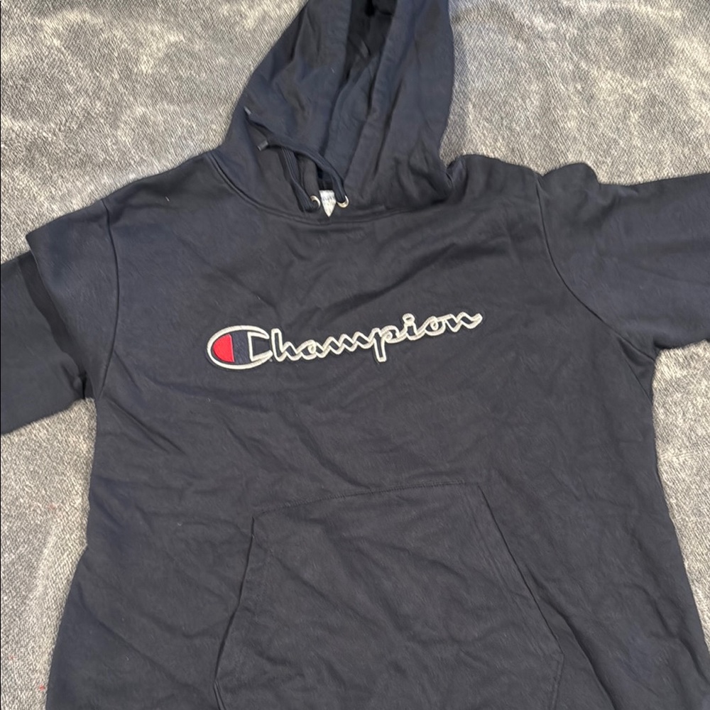 Champion Black Hoodie with Logo